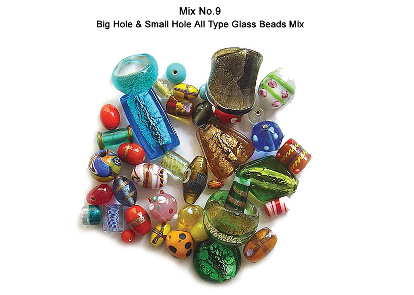 Big Hole & Small Hole All Type Glass Beads Mix
